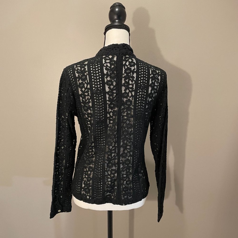 AAIKO Womens Lng Sl.  Sheer Lace Cowel Neck Top  sz S  NWOT - Picture 5 of 7